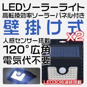 ソーラーライト 屋外 センサーライト 人感センサー ソーラー充電式 30灯 太陽光 自動点灯 防水 防犯 庭 壁 ガーデン 玄関 屋外照明 LEDライト 2個SL30