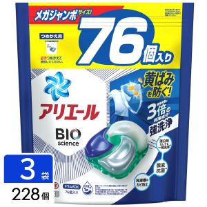 P&G ［在庫限り特価］アリエール ジェルボール4D 洗濯洗剤 詰め替え 228個(76個×3袋) 4987176070357｜hikaritv