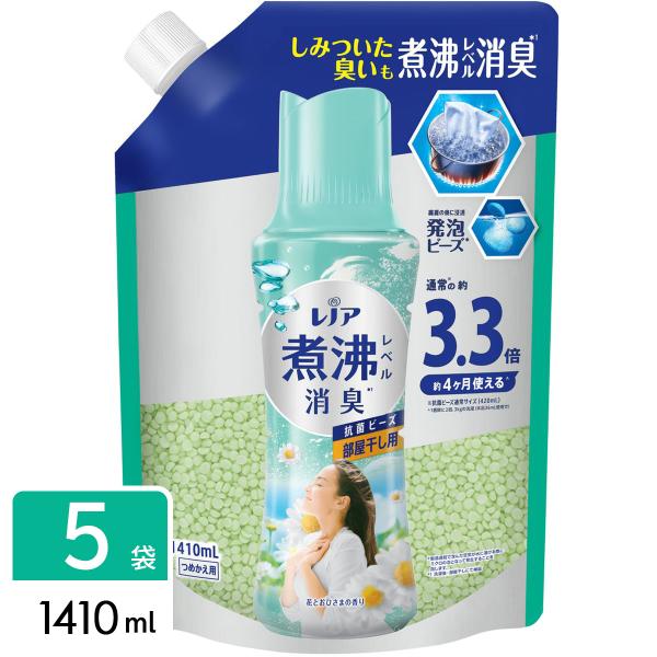 P&amp;G レノア 煮沸レベル消臭 柔軟剤 抗菌ビーズ 部屋干し 花とおひさまの香り つめかえ用 超特大...