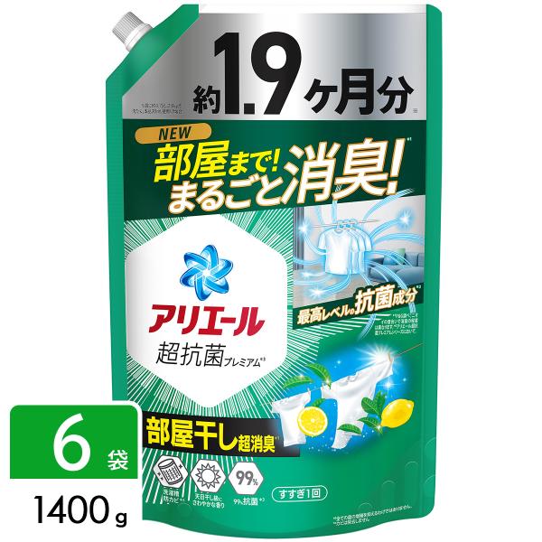 【ケース販売】アリエール 洗濯洗剤 液体 超抗菌プレミアム 部屋干し超消臭 天日干し級にさわやかな香...