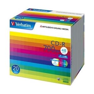 Verbatim CD-R 700MB 48x 20枚スリムケース ワイド印刷可 SR80SP20V...