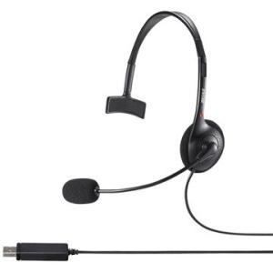 バッファロー（サプライ） 片耳ヘッドバンド式ヘッドセット USB接続 ブラック BSHSHUM110BK｜hikaritv