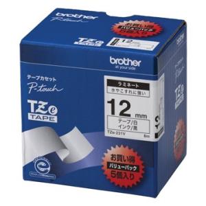 ブラザー工業 ブラザー ピータッチ用TZeテープカセット 白に黒文字