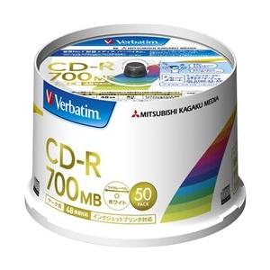 Verbatim CD-R 700MB データ用 48倍速 50枚SP ホワイト SR80FP50V...
