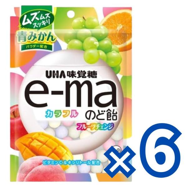 味覚糖 e-maのど飴袋カラフルフルーツチェンジ 50Gフクロ×6袋