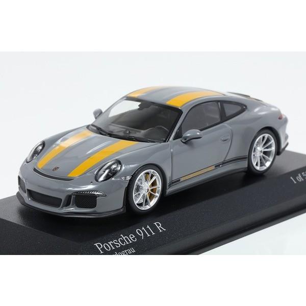 【ミニチャンプス】 1/43 ポルシェ 911 R 2016 ナルドグレー/イエローストライプ/ブラ...