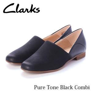 クラークス Clarks レディース ミュール ピュアトーン ブラックコンビ 人気 黒 レザーシューズ Pure フラットシューズ Black Tone Combi スリッポン Cla