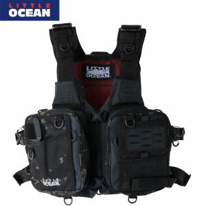 リトルオーシャン LITTLE OCEAN フローティングベスト スライドFGベスト ブラックカモ PF-09 Slide Pocket Floating Game Vest LTPPF09BC｜hikyrm