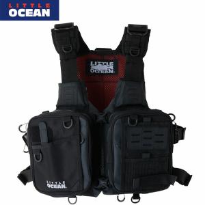 リトルオーシャン LITTLE OCEAN フローティングベスト スライドFGベスト ブラック PF-09 Slide Pocket Floating Game Vest LTPPF09BK｜hikyrm