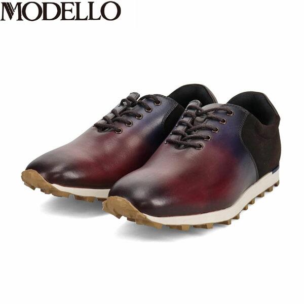 モデロ MODELLO メンズ 紳士靴 レザースニーカー DM5541 BURGUNDY/C 抗ウイ...