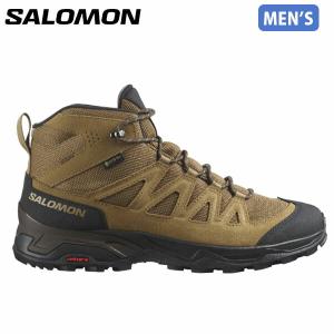 サロモン SALOMON メンズ トレッキングシューズ ゴアテックス X WARD LEATHER MID GTX KANGAROO/BLACK/DULL GOLD L47181800 防水透湿 SALL47181800｜hikyrm