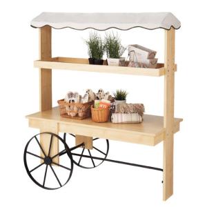 木製ワゴン 屋台販売台 HP多目的ワゴン 無塗装 組立式 店舗用品 什器