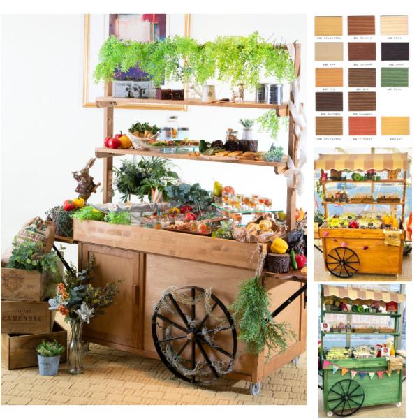 マルシェ ワゴン イベント セール 屋台 販売台 テント屋根付き 木製 日本製 kkkez キャスタ...