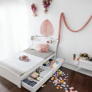 ロココ調 ベッド アンティーク塗装 エレガント彫刻 猫脚 シングル