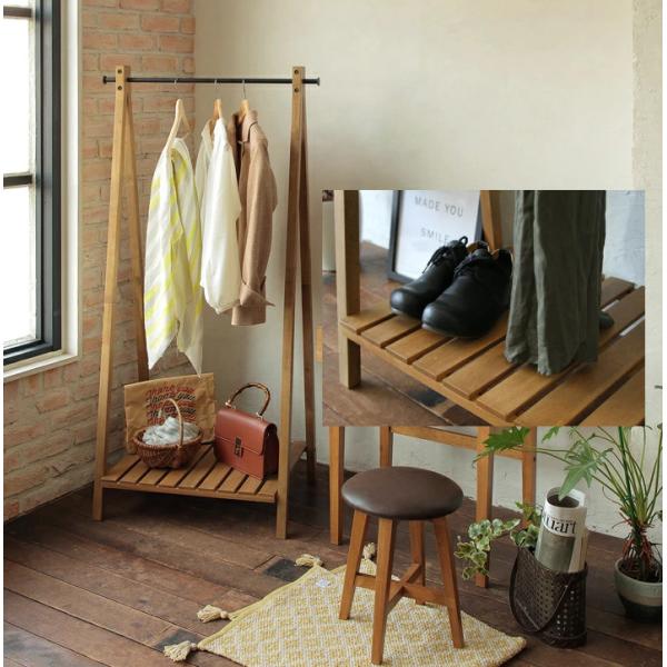 マルシェ 商品ディスプレイ陳列台 兼 ハンガーラック コートハンガー カフェ用お客様荷物置き