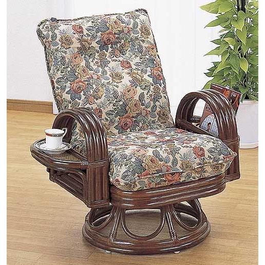 籐 ラタン 藤 リクライニング回転座椅子憩 ハイタイプ 高座椅子 民芸和家具