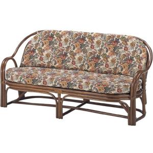 今枝商店 籐 ラブソファ 3人掛け 編み座面 クッション付 幅150cm