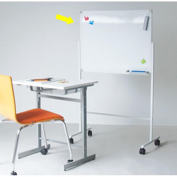 ホワイトボード キャスター付き コンパクトサイズ 脚付き マグネット使用可能 幅792奥行405高1...