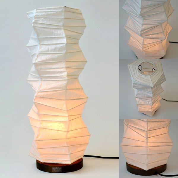 日本製和紙照明　変則型スタンドライト　揉み紙白　電球付き