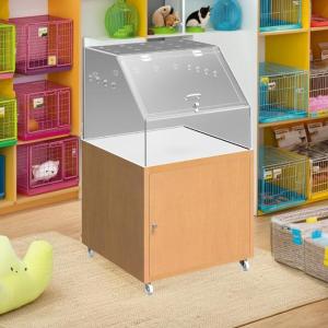 小動物ショーケース 透明アクリル製 ペット什器 ペットショップ ホームセンター 爬虫類 鍵付き キャスター付き 空気孔あり