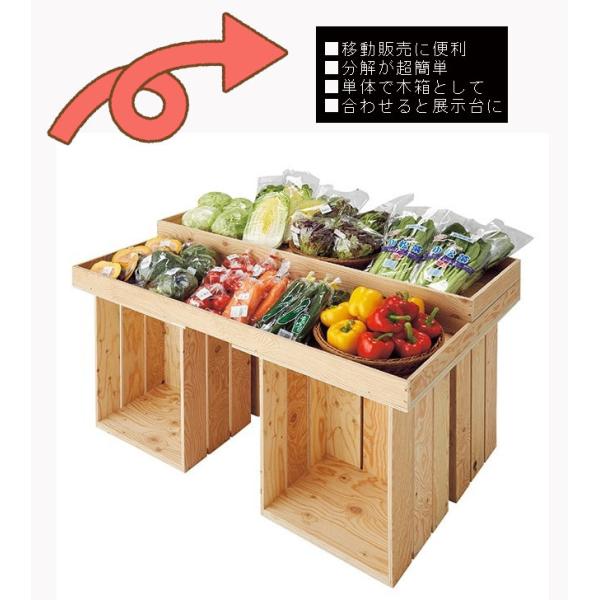 移動販売用 マルシェ展示台set 分解超簡単 単体で木箱 組めば平台 ショーテーブル 天板ひな壇仕様