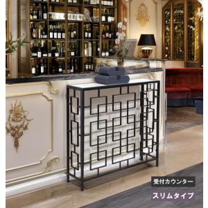 コンソール カウンターテーブル アイアン 人造大理石 薄型 ブラック kkak 在庫限り｜himalaya