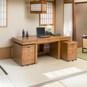 片袖書斎机 デスク パソコンデスク ナラ天然杢 起立木工 起立木工 ナラ天然杢 片袖書斎机