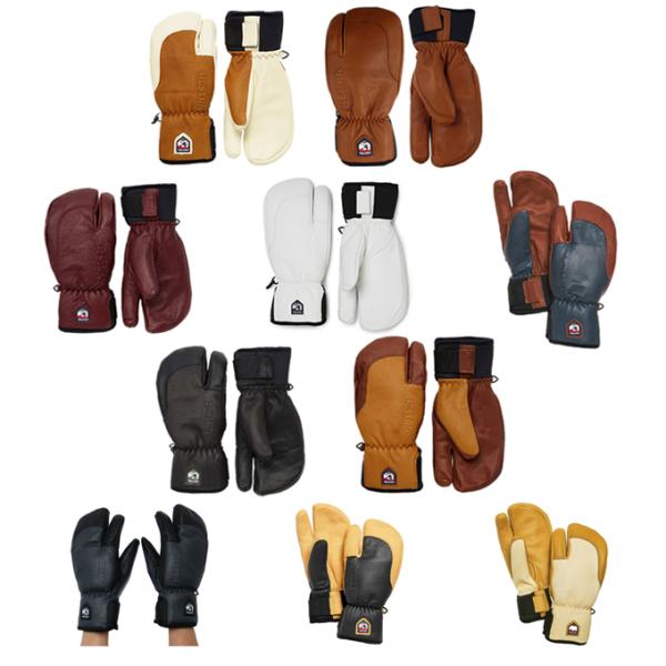ヘストラ スキーグローブ ミトン メンズ スリーフィンガー フル レザー ショート 33872 HE...