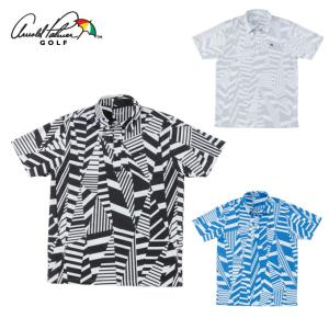 アーノルドパーマー arnold palmer ゴルフウェア ポロシャツ 半袖 メンズ BK幾何学プリント半袖シャツ AP220101J16