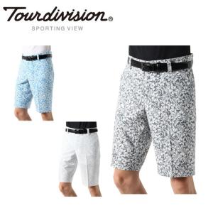 ツアーディビジョン Tour division ゴルフウェア ショートパンツ メンズ リーフ柄二重織 TD220109J04