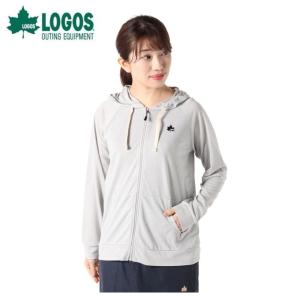 ロゴス LOGOS パーカー レディース 胸ワンポイント麻混