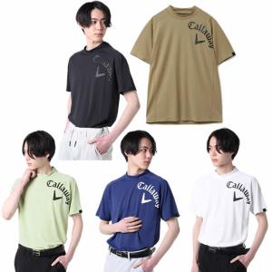 キャロウェイ ゴルフウェア 半袖シャツ メンズ ロゴプリントクローズドメッシュカノコ