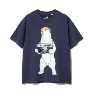 ゴースローキャラバン Go Slow Caravan Tシャツ 半袖 レディース USA/C カメラクマ TEE 371909W NAVY｜himaraya