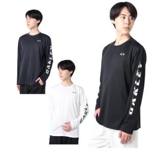 オークリー テニスウェア バドミントンウェア Tシャツ 長袖 メンズ SLANT LOGO PRINT L/S TEE 6.0 スラン ロゴ プリント ティー FOA404191 OAKLEY