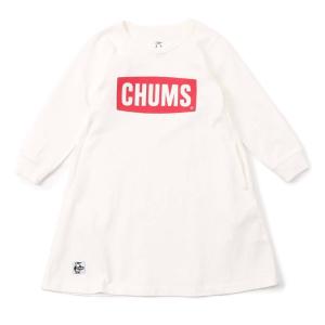 チャムス CHUMS ワンピース 長袖 ジュニア キッズチャムスロゴロングスリーブTドレス Kid's CHUMS Logo L/S T-Dress CH21-1253 White*Red｜himaraya