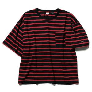 ナンガ NANGA Tシャツ 半袖 メンズ エコハイブリッド ルーズフィットボーダーティー N1ED BLK/REDの商品画像