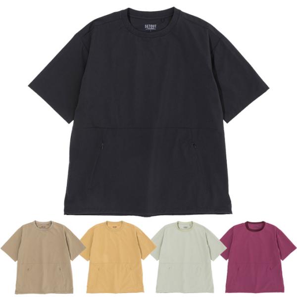 セトアウト Tシャツ 半袖 メンズ レディース ストレッチ ナチュラルテック サイドポケTシャツ S...