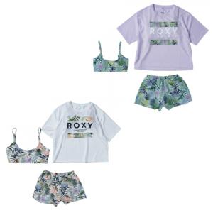 ロキシー ROXY 水着 タンキニ 女の子 ジュニア キッズ MINI SIMPLY BOTANICAL ラッシュTシャツ付き 水着 3点セット TSW241102｜himaraya