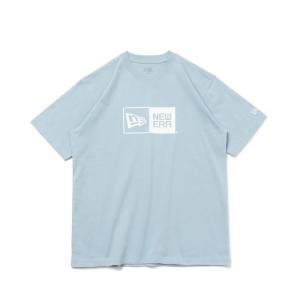 ニューエラ NEW ERA Tシャツ 半袖 メンズ レディース Tシャツ Box Logo ミストブルー × ホワイト レギュラーフィット 14121909｜himaraya