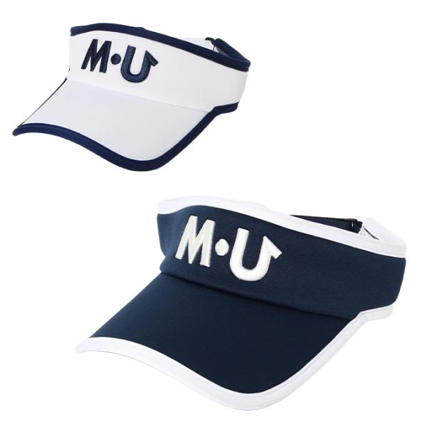 MUスポーツ MU SPORTS ゴルフ サンバイザー レディース ホワイト×ネイビー ロゴ刺繍サン...