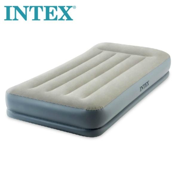 【正規販売店】INTEX 電動ポンプ内蔵 エアマット エアベッド ピローレストミッドライズ シングル...