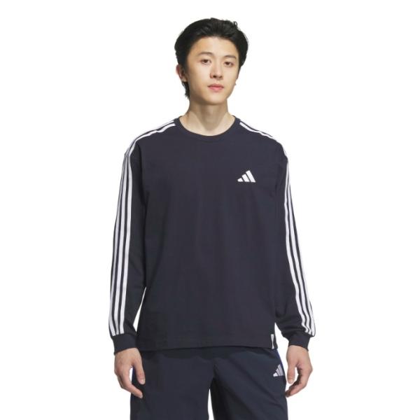アディダス Tシャツ 長袖 メンズ エッセンシャルズ プラス ルーズフィット スリーストライプス 長...