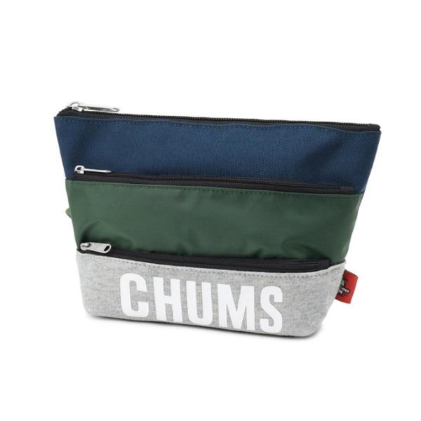 チャムス CHUMS ポーチ メンズ レディース トリコロール3ポケットポーチスウェットナイロン C...