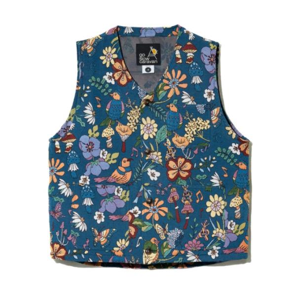 ゴースローキャラバン(Go Slow Caravan) ベスト メンズ ゴブランハッピーフラワーベス...