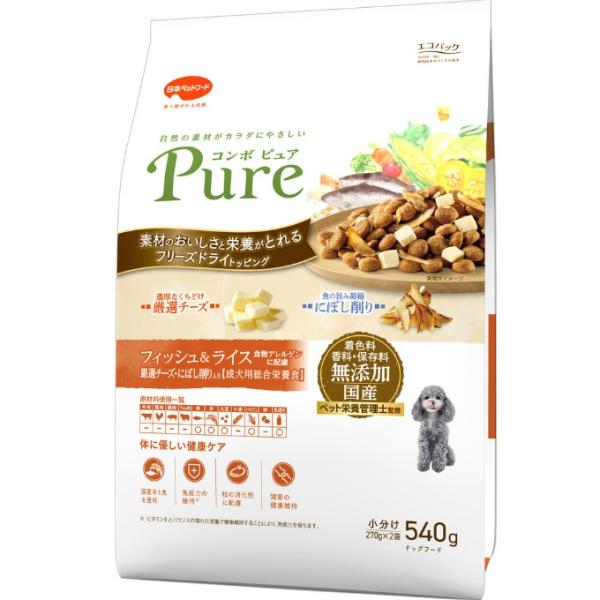 日本ペットフード 犬用 コンボ ピュア ドッグ フィッシュ&amp;ライス 540g CPD-0002 【ご...