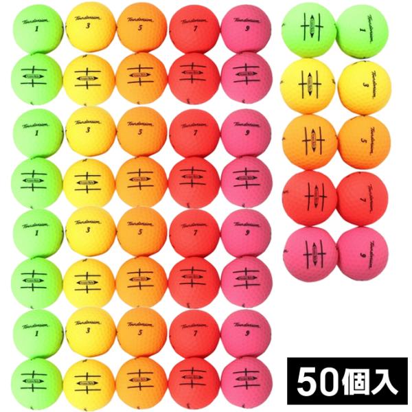 ゴルフボール 50個入 ディスタンス ソフト カラーボール マット 2ピース メッシュバッグ入り T...