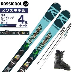 ロシニョール ROSSIGNOL スキー板 オールラウンド 4点セット メンズ SUPERVIRAGE IV+EVO 70 BK/KH+EAGLE スキー板+ビンディング+ブーツ+ポール