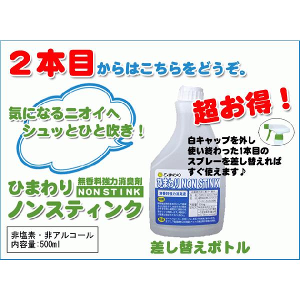 ひまわり NON STINK(ノンスティンク） 500ml 交換用白キャップ付 (無香料強力消臭液)...