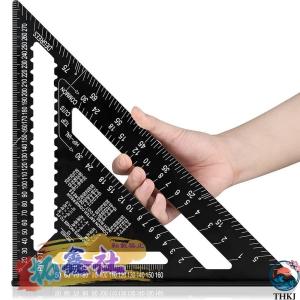 三角定規 木工用 丸鋸定規 30cm 両面目盛り 12インチ アルミ合金 ブラック 分度器 45度ケガキ工具 大工道具 測量用品 使いやすい すっきり収納 おすすめ