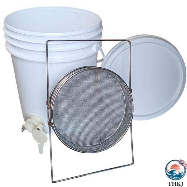 養蜂 器具 はちみつ こし器 蜂蜜 ワックス ろ過器 2重ステンレス ブラシ ふるい 園芸 PVC容...